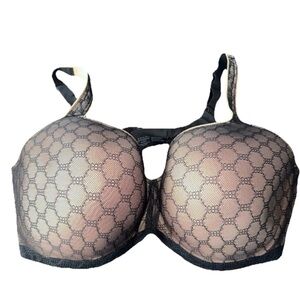 Soma Bra 42G Black Nude Lace Full Coverage Underwire Lightly Lined